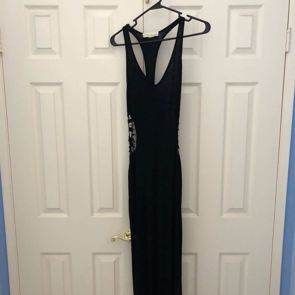 Floor length black dress